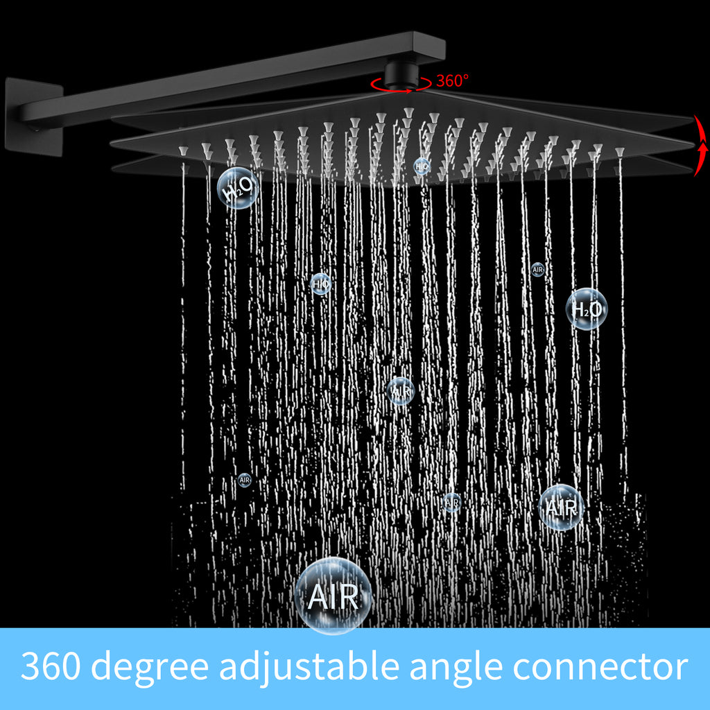 Shower System Shower Faucet Combo Set Wall Mounted with 12" Rainfall Shower Head and handheld shower faucet, Matte Black Finish with Brass Valve Rough-In[Unable ship on weekends,+usps/fedex]