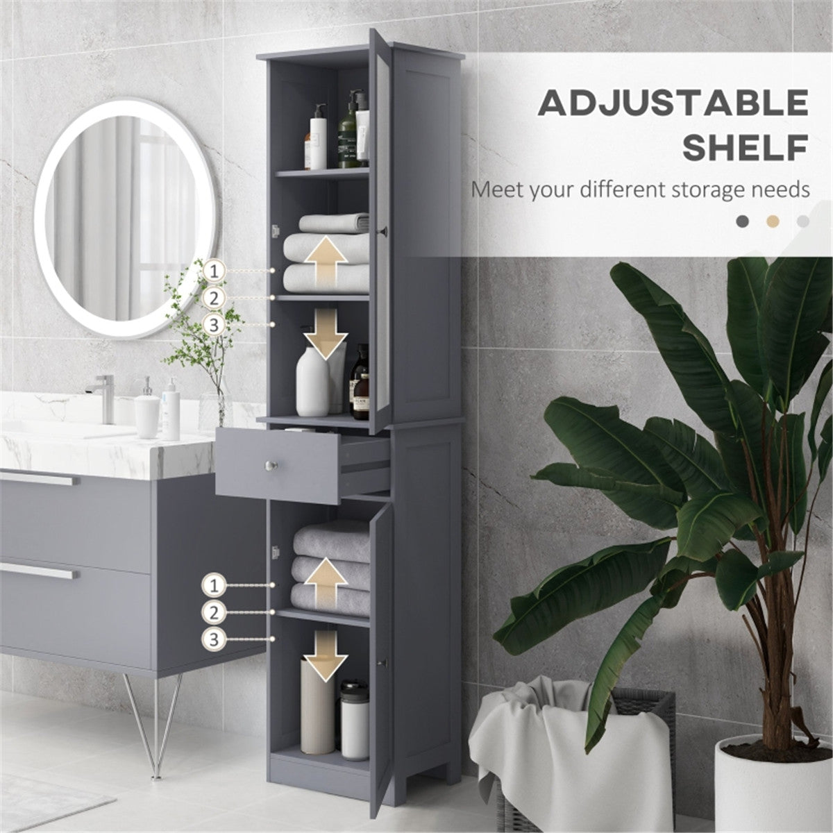 Bathroom Storage Cabinet-Grey