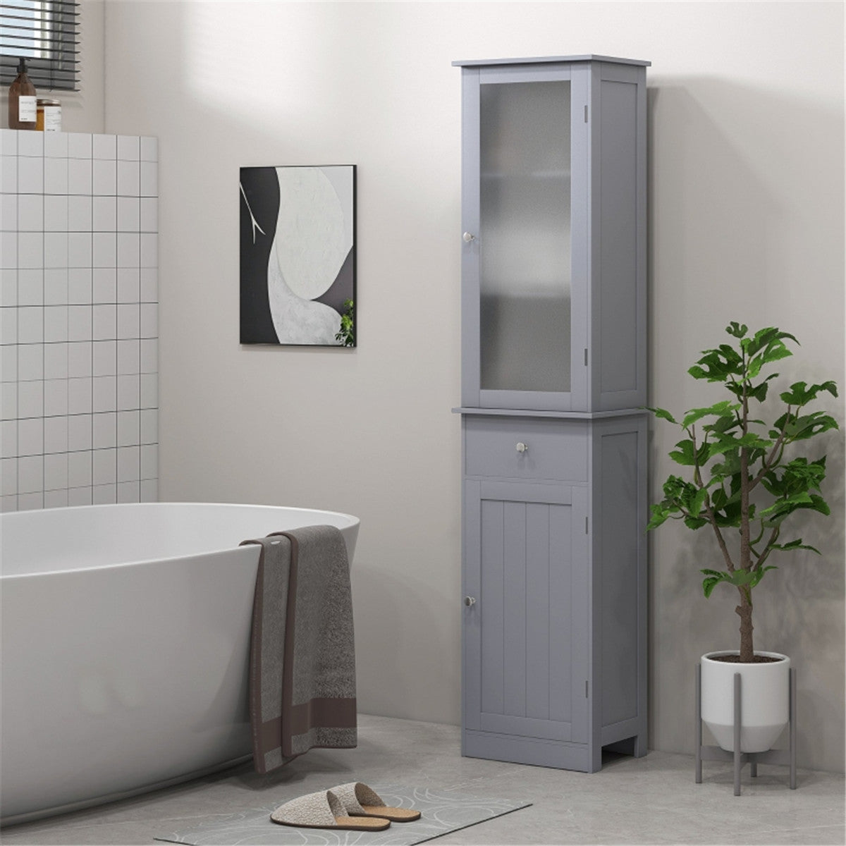 Bathroom Storage Cabinet-Grey