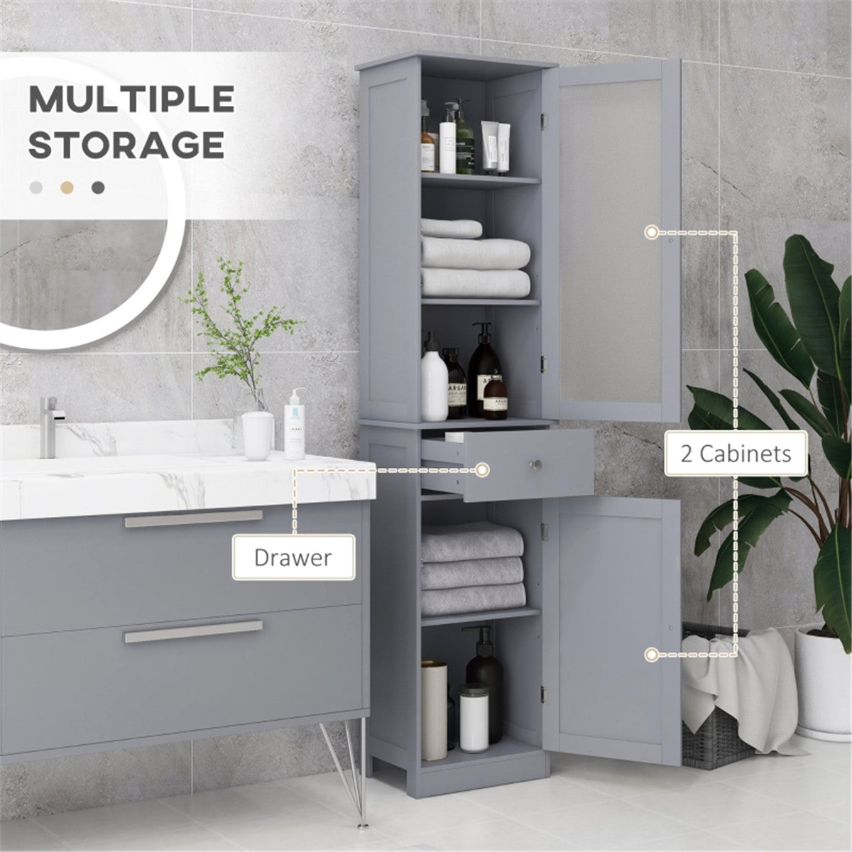 Bathroom Storage Cabinet-Grey