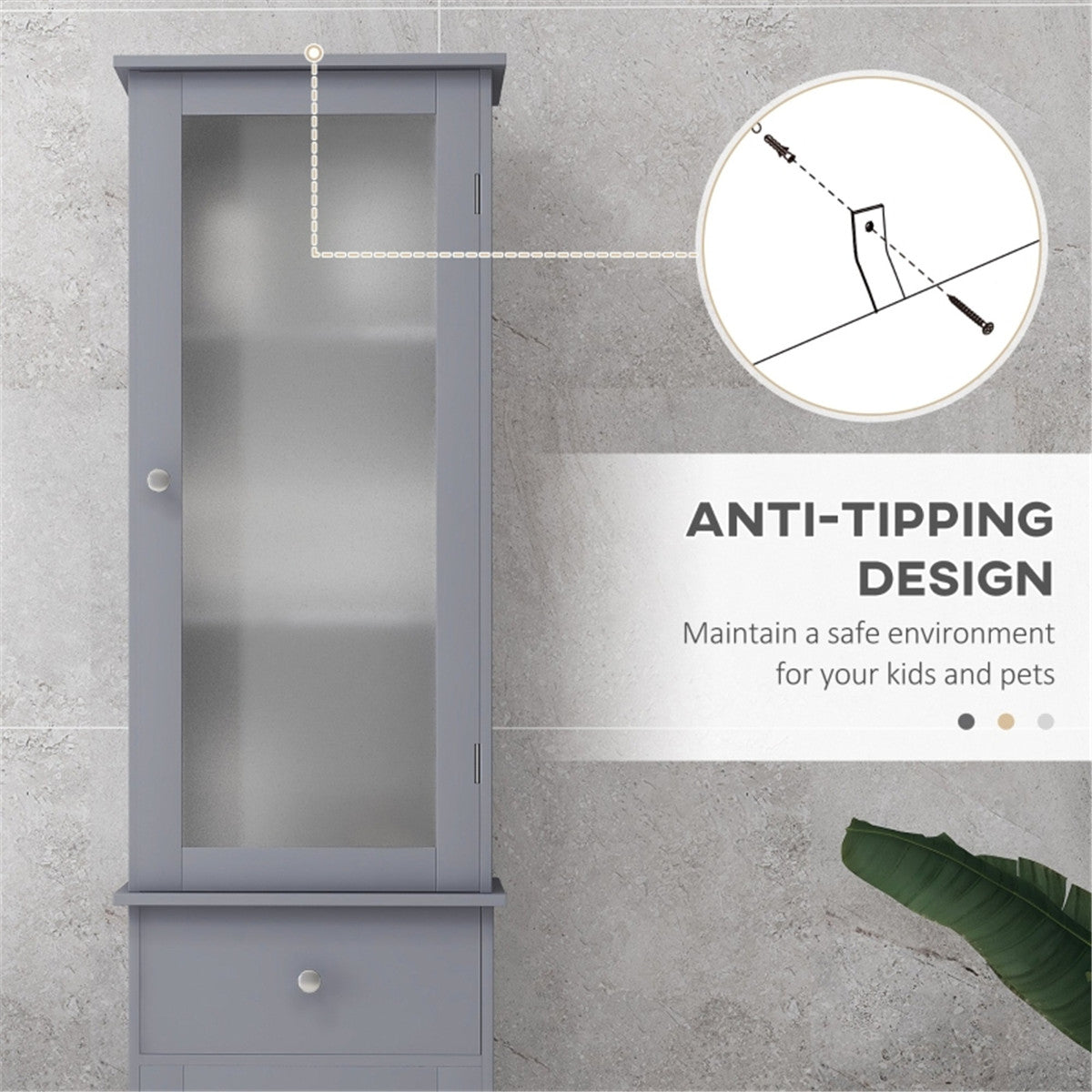 Bathroom Storage Cabinet-Grey