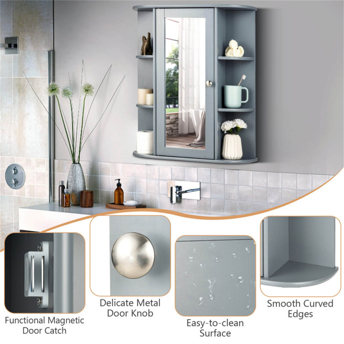 Grey wall cabinet style cabinet