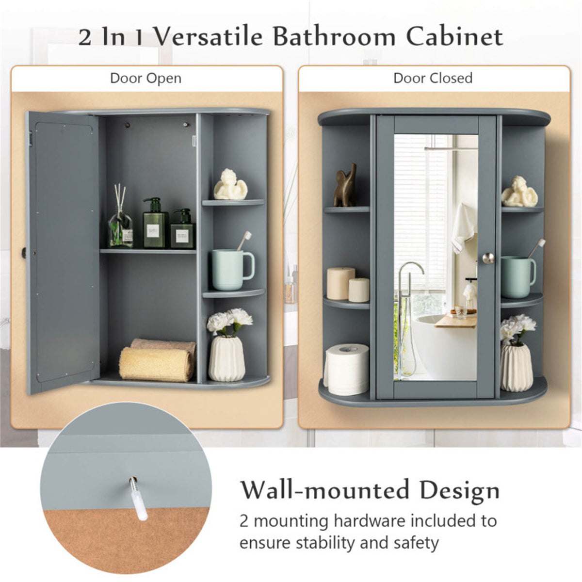 Grey wall cabinet style cabinet