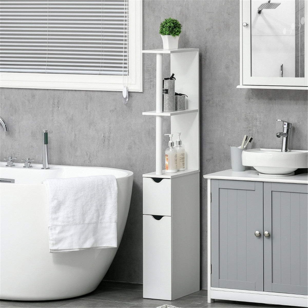 Bathroom Storage Cabinet-Grey
