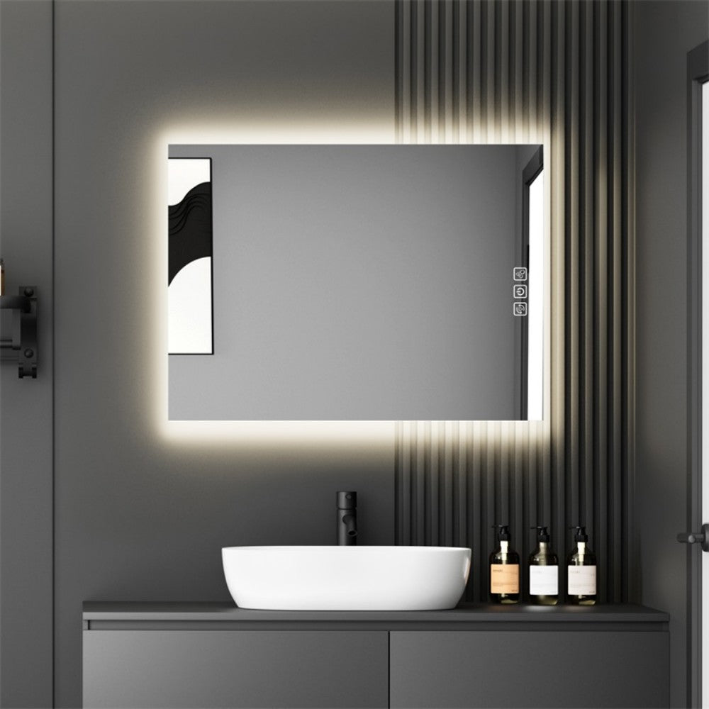 32" x 24" LED Bathroom Mirror Bright Backlight, 5 Mins Defog, Full HD Reflected Wall Mounted ,3 Colors Stepless Dimmable ,Memory Function, Anti-Fog