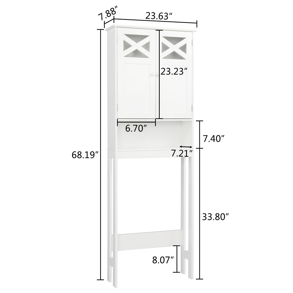 Double Door Fork Toilet Cabinet White
