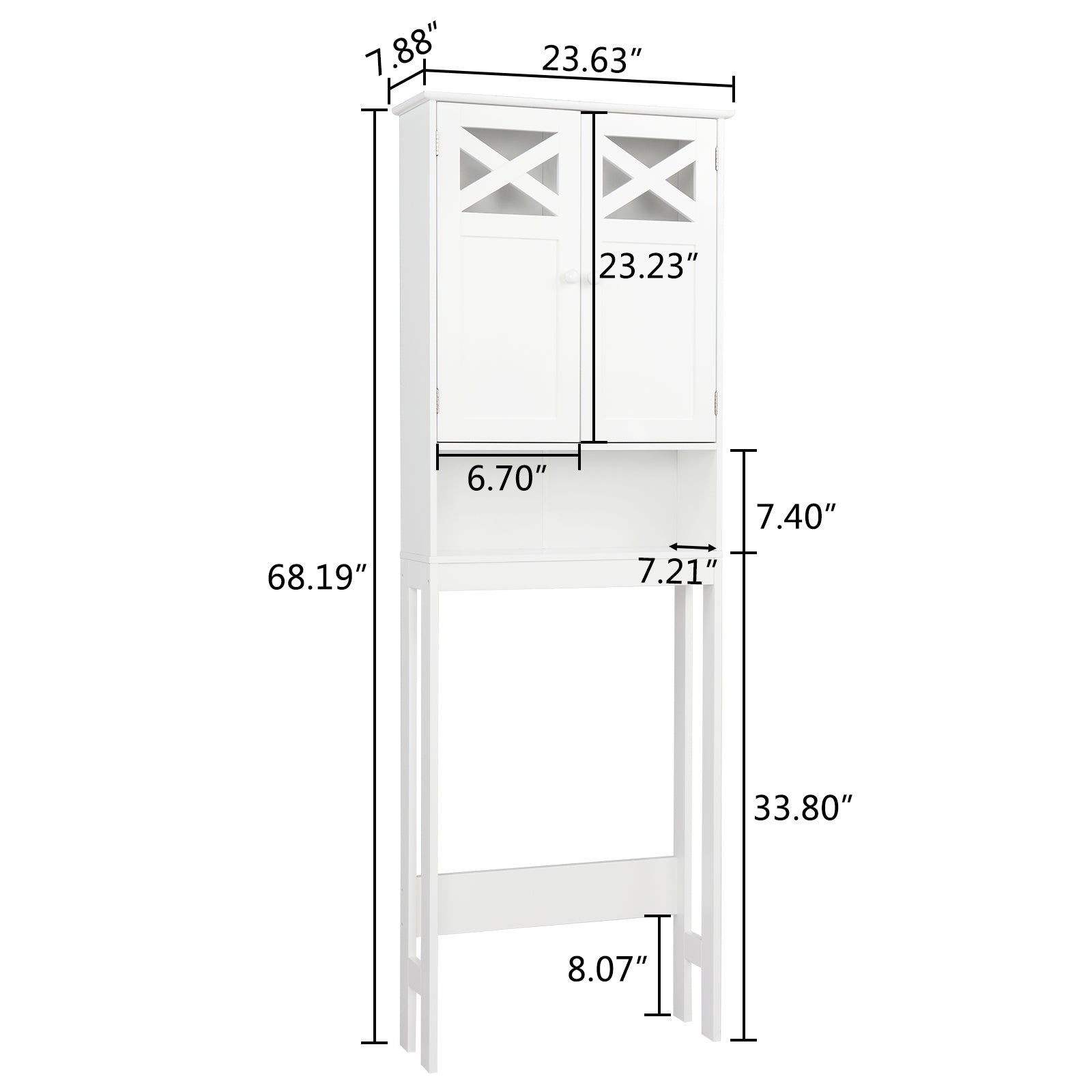 Double Door Fork Toilet Cabinet White