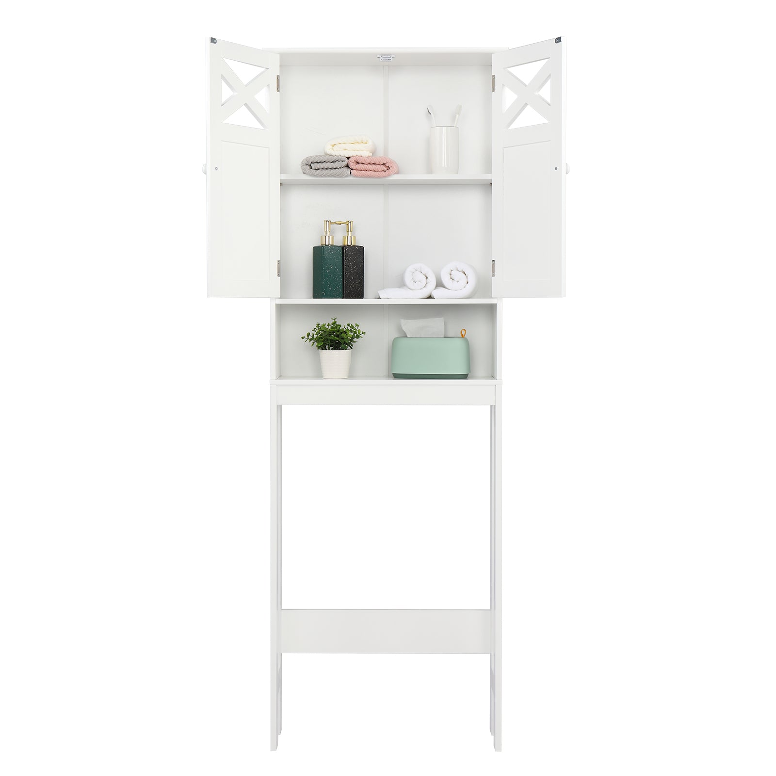 Double Door Fork Toilet Cabinet White