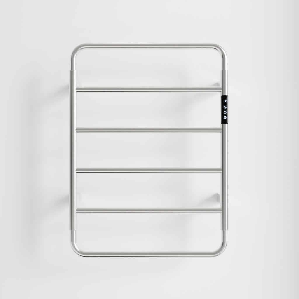 18.7" Heated Towel Rack for Bathroom,Wall Mounted with Intelligent Touch Screen Timer, 6-Bar Towel Warmer, 304 Stainless Steel Polished, Plug-in/Hard-Wired[Unable to ship on weekends]
