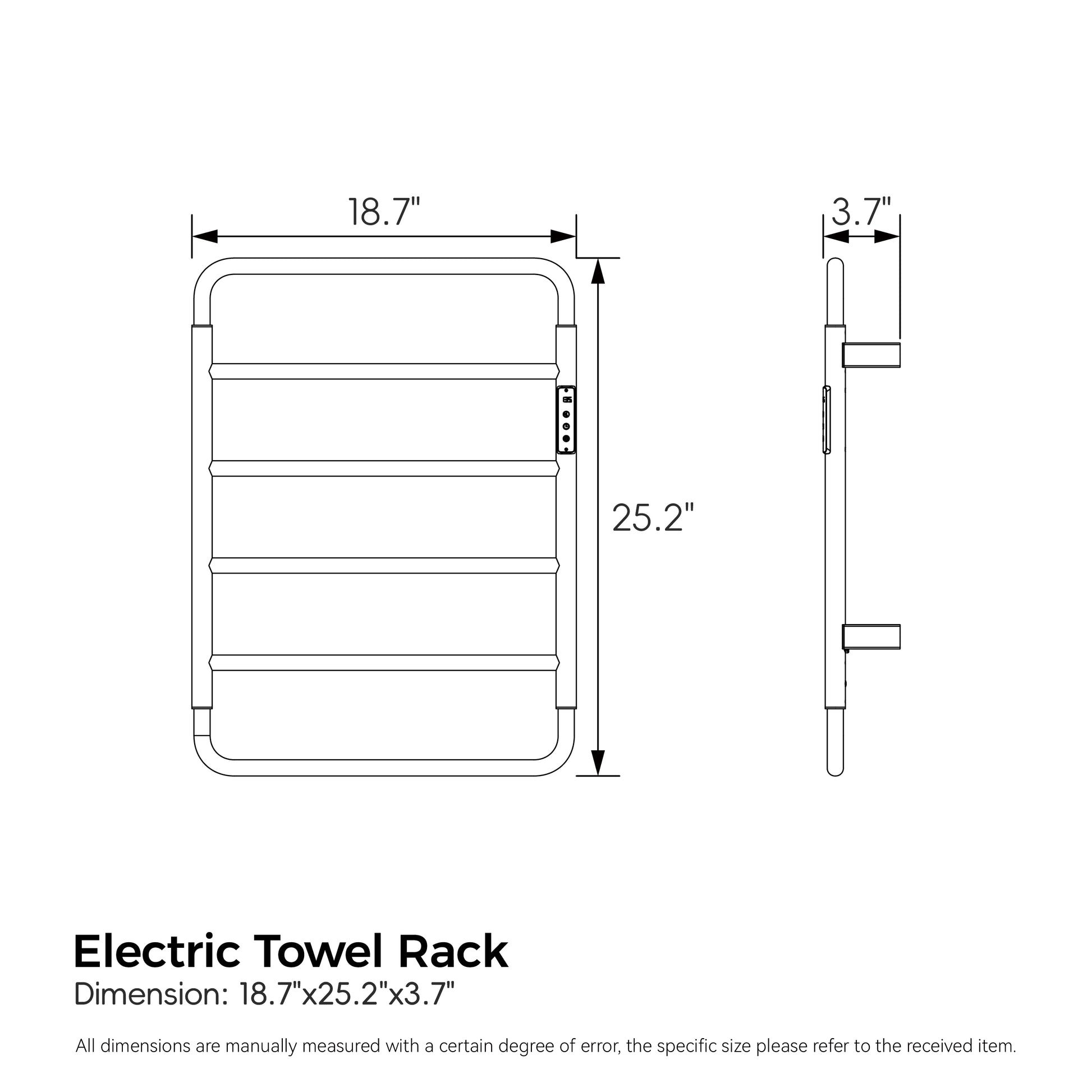18.7" Heated Towel Rack for Bathroom,Wall Mounted with Intelligent Touch Screen Timer, 6-Bar Towel Warmer, 304 Stainless Steel Polished, Plug-in/Hard-Wired[Unable to ship on weekends]