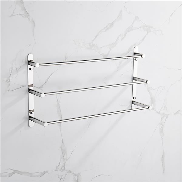 THREE Stagger Layers Towel Rack SUS304 Stainless Steel Hand Polishing Mirror Polished Finished Bathroom Accessories Set Three Towel Bars 19.6 inch bars KJWY004-50CM